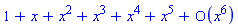 series(1+x+x^2+x^3+x^4+x^5+O(x^6),x,6)