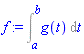 f := Int(g(t), t = a .. b)