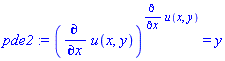 pde2 := (diff(u(x, y), x))^(diff(u(x, y), x)) = y