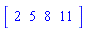 Vector[row](4, {(1) = 2, (2) = 5, (3) = 8, (4) = 11})