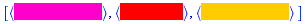 [`#mrow(mo("&lang;"),mo("HSV 0.875 1 1",mathbackground = "#FF00BF", mathcolor="White"),mo("&rang;"))`, `#mrow(mo("&lang;"),mo("HSV 0 1 1",mathbackground = "#FF0000", mathcolor="White"),mo("&rang;"))`, `#mrow(mo("&lang;"),mo("HSV 0.125 1 1",mathbackground = "#FFBF00", mathcolor="Black"),mo("&rang;"))`]