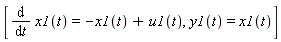 [diff(x1(t), t) = -x1(t)+u1(t), y1(t) = x1(t)]