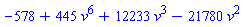 -578+445*v^6+12233*v^3-21780*v^2