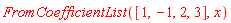 FromCoefficientList([1, -1, 2, 3], x)