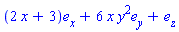 Vector[column]([[2*x+3], [6*x*y^2], [1]], ["x", "y", "z"])
