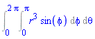 Int(Int(r^3*sin(phi), phi = 0 .. Pi), theta = 0 .. 2*Pi)
