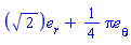 Vector[column]([[2^(1/2)], [(1/4)*Pi]], ["r", "theta"])