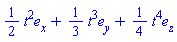 Vector[column]([[(1/2)*t^2], [(1/3)*t^3], [(1/4)*t^4]], ["x", "y", "z"])
