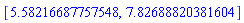 [5.58216687757548, 7.82688820381604]