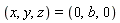 (x, y, z) = (0, b, 0)