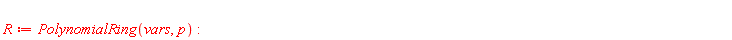 R := PolynomialRing(vars, p)