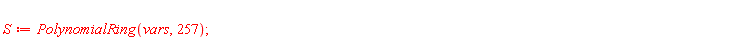 S := PolynomialRing(vars, 257)