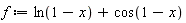 f := ln(1-x)+cos(1-x)