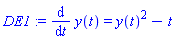 diff(y(t), t) = y(t)^2-t