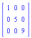 Matrix(3, 3, {(1, 1) = 1, (1, 2) = 0, (1, 3) = 0, (2, 1) = 0, (2, 2) = 5, (2, 3) = 0, (3, 1) = 0, (3, 2) = 0, (3, 3) = 9})