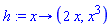 h := proc (x) options operator, arrow; 2*x, x^3 end proc
