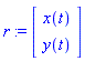 r := Vector(2, {(1) = x(t), (2) = y(t)})
