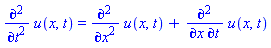diff(u(x, t), `$`(t, 2)) = diff(u(x, t), `$`(x, 2))+diff(u(x, t), t, x)