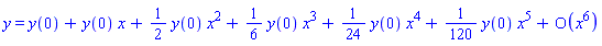 y = series(y(0)+y(0)*x+((1/2)*y(0))*x^2+((1/6)*y(0))*x^3+((1/24)*y(0))*x^4+((1/120)*y(0))*x^5+O(x^6),x,6)