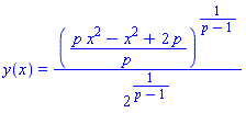 y(x) = ((p*x^2-x^2+2*p)/p)^(1/(p-1))/2^(1/(p-1))