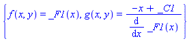 {f(x, y) = _F1(x), g(x, y) = (-x+_C1)/(diff(_F1(x), x))}