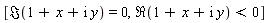 [Im(x+I*y+1) = 0, Re(x+I*y+1) < 0]