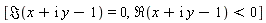 [Im(x+I*y-1) = 0, Re(x+I*y-1) < 0]