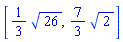 [(1/3)*26^(1/2), (7/3)*2^(1/2)]