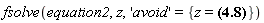 fsolve(equation2, z, 'avoid' = {z = 23.64662473})