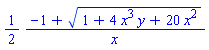 (1/2)*(-1+(1+4*x^3*y+20*x^2)^(1/2))/x