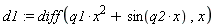 d1 := diff(q1*x^2+sin(q2*x), x)