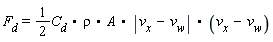 F[d] = (1/2)*C[d].rho.A.abs(v[x]-v[w]).(v[x]-v[w])