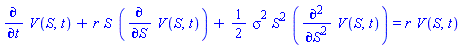 diff(V(S, t), t)+r*S*(diff(V(S, t), S))+(1/2)*sigma^2*S^2*(diff(diff(V(S, t), S), S)) = r*V(S, t)