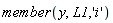 member(y, L1, 'i')
