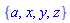 {a, x, y, z}