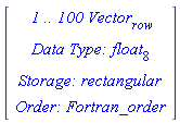 Vector(4, {(1) = ` 1 .. 100 `*Vector[row], (2) = `Data Type: `*float[8], (3) = `Storage: `*rectangular, (4) = `Order: `*Fortran_order})