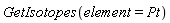 GetIsotopes(element = Pt)