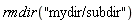 rmdir("mydir/subdir")