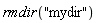 rmdir("mydir")