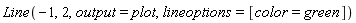 Line(-1, 2, output = plot, lineoptions = [color = green])