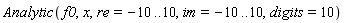 Analytic(f0, x, re = -10 .. 10, im = -10 .. 10, digits = 10)