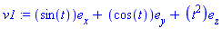v1 := Vector[column]([[sin(t)], [cos(t)], [t^2]], ["x", "y", "z"])