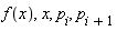 f(x), x, p[i], p[i+1]