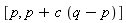 [p, p+c*(q-p)]
