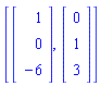 [Vector[column]([[1], [0], [-6]]), Vector[column]([[0], [1], [3]])]