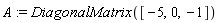 A := DiagonalMatrix([-5, 0, -1])