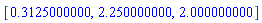 [.3125000000, 2.250000000, 2.000000000]