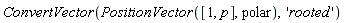 ConvertVector(PositionVector([1, p], polar), 'rooted')