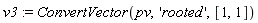 v3 := ConvertVector(pv, 'rooted', [1, 1])