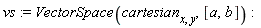 vs := VectorSpace(cartesian[x, y], [a, b])